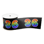 [ Thumbnail: Fun, Rainbow Pattern "36" Event Number (Black) Ribbon ]