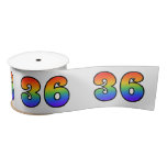 [ Thumbnail: Fun, Rainbow Pattern "36" Event Number (Grey) Ribbon ]
