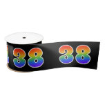 [ Thumbnail: Fun, Rainbow Pattern "38" Event Number (Black) Ribbon ]