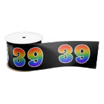 [ Thumbnail: Fun, Rainbow Pattern "39" Event Number (Black) Ribbon ]