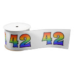 [ Thumbnail: Fun, Rainbow Pattern "42" Event Number (Grey) Ribbon ]