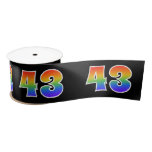 [ Thumbnail: Fun, Rainbow Pattern "43" Event Number (Black) Ribbon ]