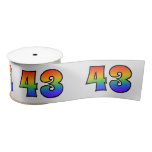 [ Thumbnail: Fun, Rainbow Pattern "43" Event Number (Grey) Ribbon ]
