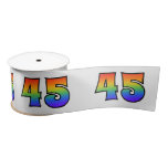 [ Thumbnail: Fun, Rainbow Pattern "45" Event Number (Grey) Ribbon ]