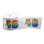 [ Thumbnail: Fun, Rainbow Pattern "48" Event Number (Grey) Ribbon ]
