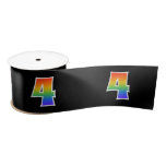 [ Thumbnail: Fun, Rainbow Pattern "4" Event Number (Black) Ribbon ]