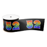 [ Thumbnail: Fun, Rainbow Pattern "52" Event Number (Black) Ribbon ]