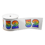 [ Thumbnail: Fun, Rainbow Pattern "52" Event Number (Grey) Ribbon ]