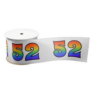 Fun, Rainbow Pattern "52" Event Number (Grey) Satin Ribbon