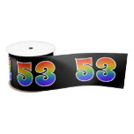 [ Thumbnail: Fun, Rainbow Pattern "53" Event Number (Black) Ribbon ]