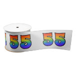 [ Thumbnail: Fun, Rainbow Pattern "55" Event Number (Grey) Ribbon ]