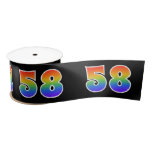 [ Thumbnail: Fun, Rainbow Pattern "58" Event Number (Black) Ribbon ]