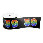[ Thumbnail: Fun, Rainbow Pattern "59" Event Number (Black) Ribbon ]