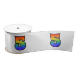 [ Thumbnail: Fun, Rainbow Pattern "5" Event Number (Grey) Ribbon ]