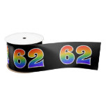 [ Thumbnail: Fun, Rainbow Pattern "62" Event Number (Black) Ribbon ]