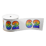 [ Thumbnail: Fun, Rainbow Pattern "62" Event Number (Grey) Ribbon ]