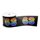 [ Thumbnail: Fun, Rainbow Pattern "63" Event Number (Black) Ribbon ]