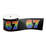 [ Thumbnail: Fun, Rainbow Pattern "67" Event Number (Black) Ribbon ]