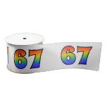 [ Thumbnail: Fun, Rainbow Pattern "67" Event Number (Grey) Ribbon ]