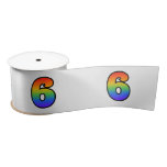 [ Thumbnail: Fun, Rainbow Pattern "6" Event Number (Grey) Ribbon ]