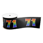 [ Thumbnail: Fun, Rainbow Pattern "71" Event Number (Black) Ribbon ]