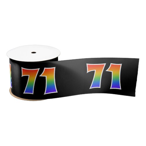 Fun Rainbow Pattern 71 Event Number Black Satin Ribbon