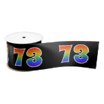 [ Thumbnail: Fun, Rainbow Pattern "73" Event Number (Black) Ribbon ]