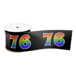[ Thumbnail: Fun, Rainbow Pattern "76" Event Number (Black) Ribbon ]