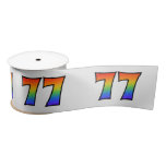 [ Thumbnail: Fun, Rainbow Pattern "77" Event Number (Grey) Ribbon ]