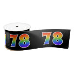 [ Thumbnail: Fun, Rainbow Pattern "78" Event Number (Black) Ribbon ]