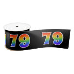 [ Thumbnail: Fun, Rainbow Pattern "79" Event Number (Black) Ribbon ]
