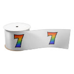 [ Thumbnail: Fun, Rainbow Pattern "7" Event Number (Grey) Ribbon ]