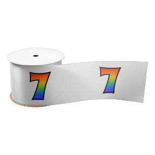 Fun, Rainbow Pattern "7" Event Number (Grey) Satin Ribbon
