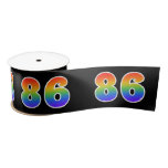 [ Thumbnail: Fun, Rainbow Pattern "86" Event Number (Black) Ribbon ]