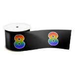 [ Thumbnail: Fun, Rainbow Pattern "8" Event Number (Black) Ribbon ]