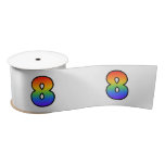 [ Thumbnail: Fun, Rainbow Pattern "8" Event Number (Grey) Ribbon ]