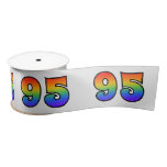 [ Thumbnail: Fun, Rainbow Pattern "95" Event Number (Grey) Ribbon ]