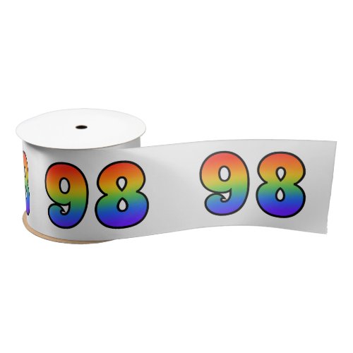 Fun Rainbow Pattern 98 Event Number Grey Satin Ribbon