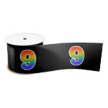 [ Thumbnail: Fun, Rainbow Pattern "9" Event Number (Black) Ribbon ]