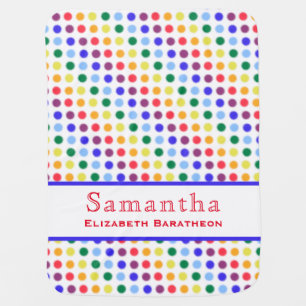 Fun Rainbow Polka Dot Pattern Personalized Name Baby Blanket