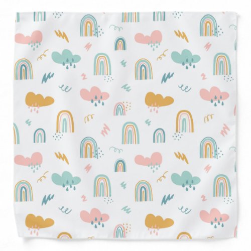 Fun Rainbow  Rain Cloud Pattern Bandana