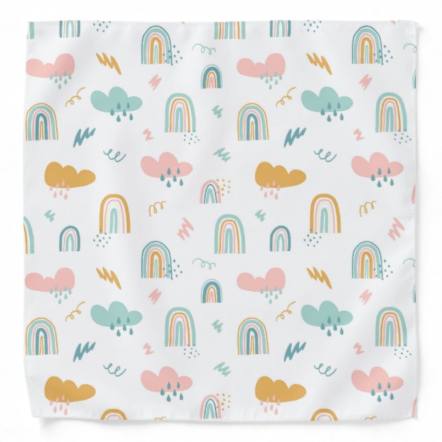 Fun Rainbow & Rain Cloud Pattern Bandana (Front)