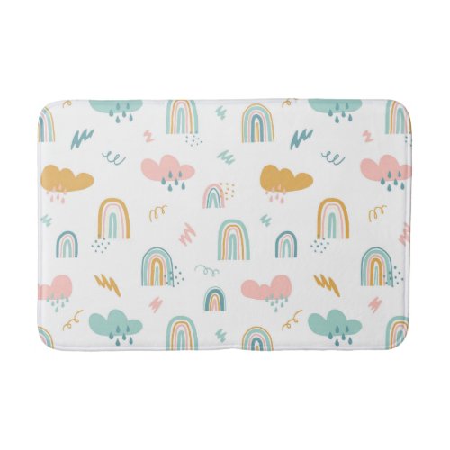 Fun Rainbow  Rain Cloud Pattern Bath Mat