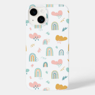 Fun Rainbow & Rain Cloud Pattern Case-Mate iPhone 14 Case