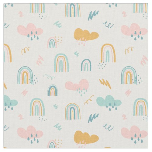 Fun Rainbow  Rain Cloud Pattern Fabric