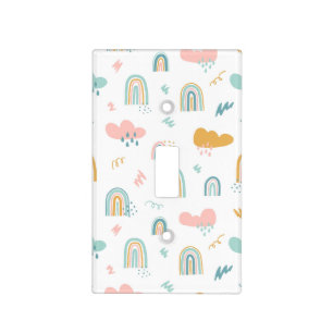 Fun Rainbow & Rain Cloud Pattern Light Switch Cover