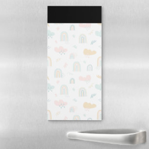 Fun Rainbow & Rain Cloud Pattern Magnetic Notepad