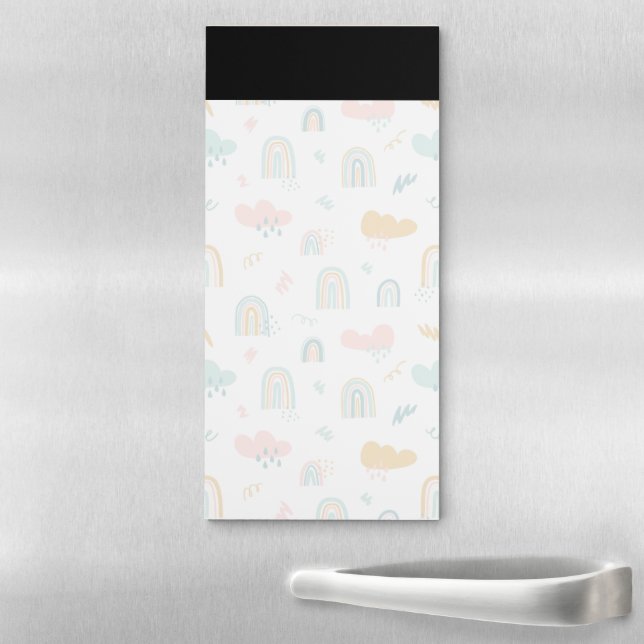 Fun Rainbow & Rain Cloud Pattern Magnetic Notepad (In Situ)