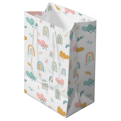 Fun Rainbow  Rain Cloud Pattern Medium Gift Bag