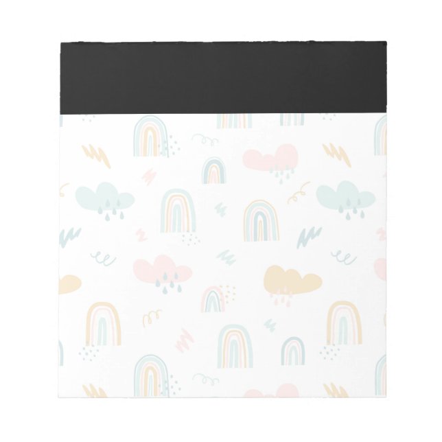Fun Rainbow & Rain Cloud Pattern Notepad (Front)